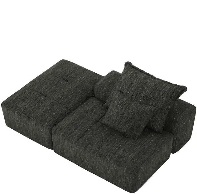 Alt view image 3 of 6 - Modern Oversized Modular Sectional Sofa,Sparkling Chenille Fabric Soft Cushion Sofa with 2 Pillows,DIY Combination Tufted Sofa,No Assembly Required