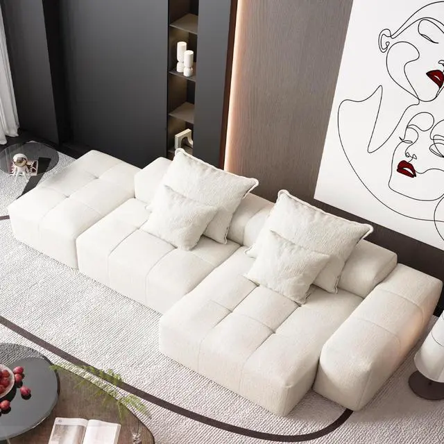 Alt view image 2 of 7 - Modern Oversized Modular Sectional Sofa with Ottoman,seat,chaise lounge and armrest,Sparkling Chenille Fabric Soft Cushion Sofa with 4 Pillows,4 PCS DIY Combination Tufted Sofa,No Assembly Required