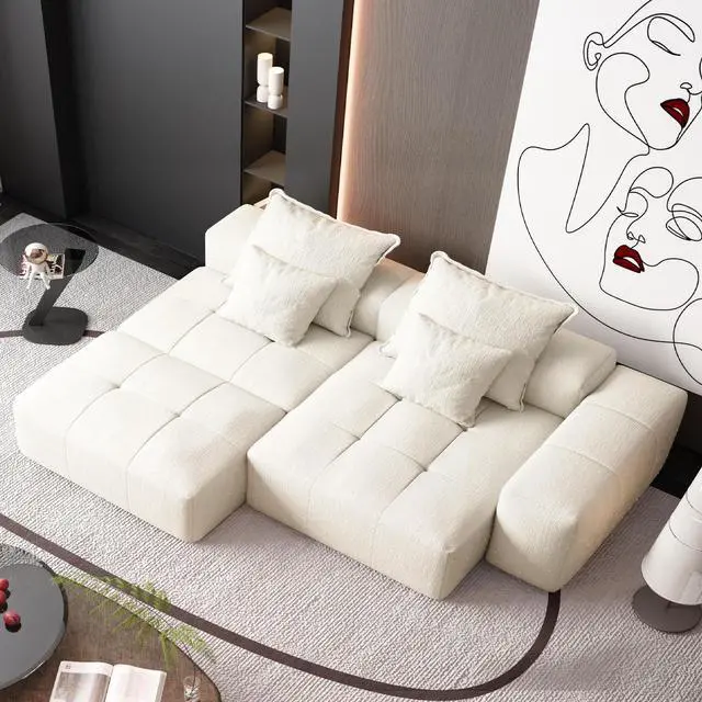 Alt view image 4 of 7 - Modern Oversized Modular Sectional Sofa with Ottoman,seat,chaise lounge and armrest,Sparkling Chenille Fabric Soft Cushion Sofa with 4 Pillows,4 PCS DIY Combination Tufted Sofa,No Assembly Required