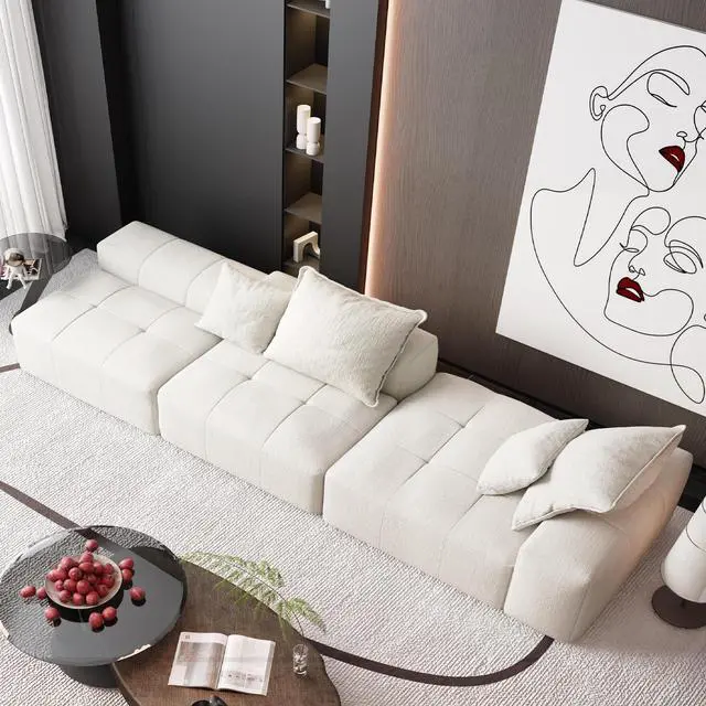 Alt view image 7 of 7 - Modern Oversized Modular Sectional Sofa with Ottoman,seat,chaise lounge and armrest,Sparkling Chenille Fabric Soft Cushion Sofa with 4 Pillows,4 PCS DIY Combination Tufted Sofa,No Assembly Required