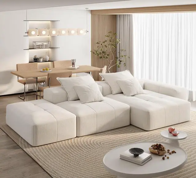 Main image of Modern Oversized Modular Sectional Sofa with Ottoman,seat,chaise lounge and armrest,Sparkling Chenille Fabric Soft Cushion Sofa with 4 Pillows,4 PCS DIY Combination Tufted Sofa,No Assembly Required