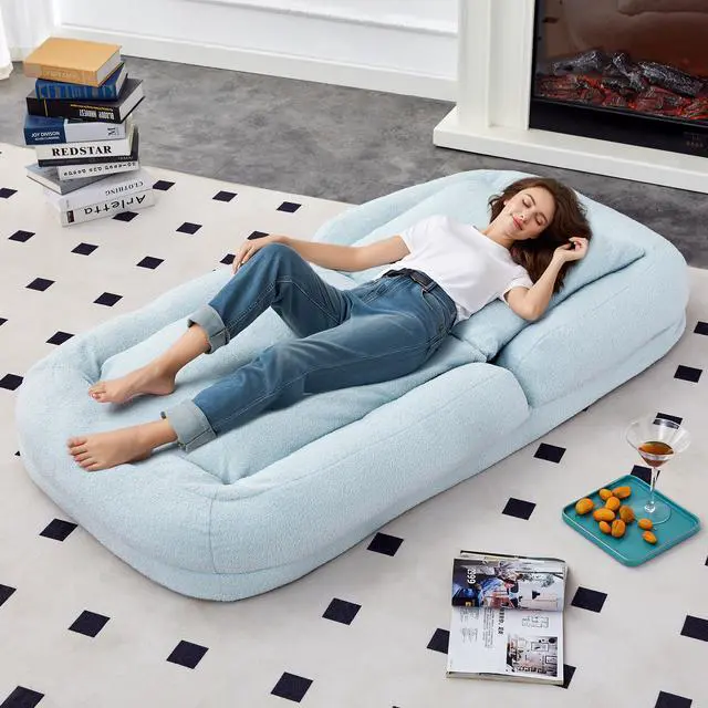 Alt view image 3 of 7 - Folding Sofa Chair with 5 Adjustable Positions Plush Floor Lounge Chair for Gaming, Meditation, and Relaxation