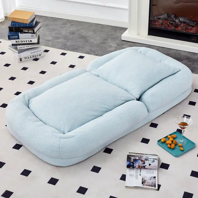 Alt view image 4 of 7 - Folding Sofa Chair with 5 Adjustable Positions Plush Floor Lounge Chair for Gaming, Meditation, and Relaxation