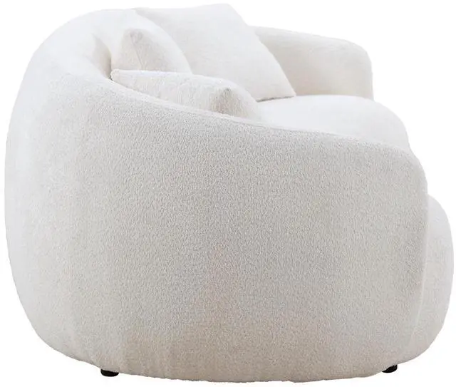 Alt view image 5 of 7 - Mid Century Modern Curved Living Room Sofa, 4-Seat Boucle Fabric Couch for Bedroom, Office, Apartment, off white(beige and white)