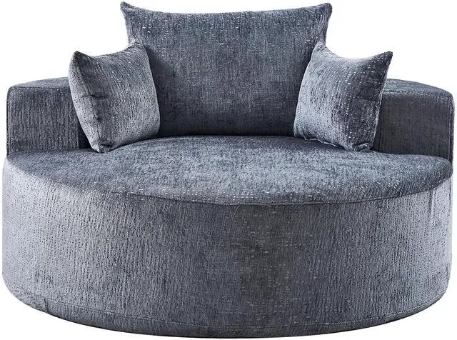 Alt view image 6 of 6 - 55''L Chenille Sponge single sofa,No Assembly Required,Fluffy Modern Sleeper Chair for Living room, Bedroom, Lounge and Projection Room(Not a swivel chair.)