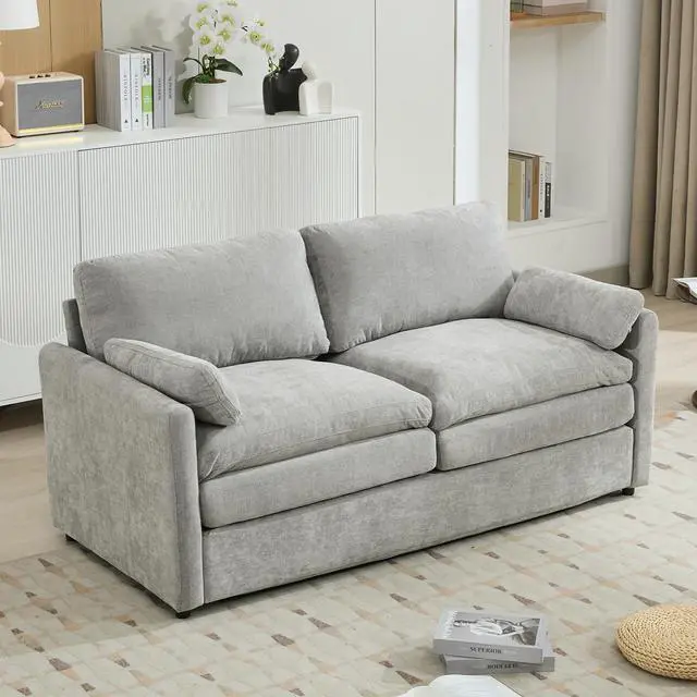 Main image of 68.1" Cozy Upholstered Loveseat Sofa Oversized Comfy Comfy Cloud Sofa Double Cushion Loveseat Sofa Plush Cushion Sofa Couch for Living Room,Light Grey