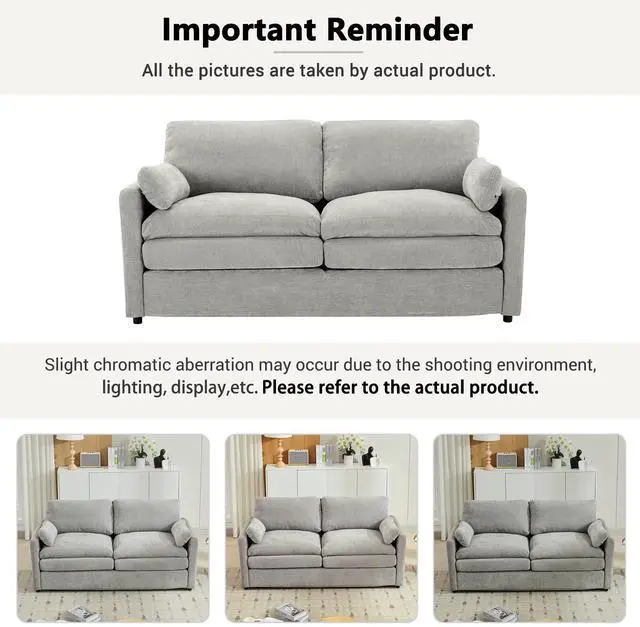 Alt view image 6 of 7 - 68.1" Cozy Upholstered Loveseat Sofa Oversized Comfy Comfy Cloud Sofa Double Cushion Loveseat Sofa Plush Cushion Sofa Couch for Living Room,Light Grey