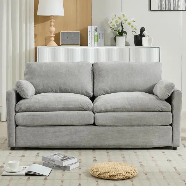 Alt view image 7 of 7 - 68.1" Cozy Upholstered Loveseat Sofa Oversized Comfy Comfy Cloud Sofa Double Cushion Loveseat Sofa Plush Cushion Sofa Couch for Living Room,Light Grey