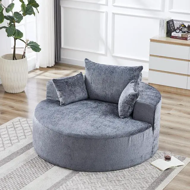 Main image of 55''L Chenille Sponge single sofa,No Assembly Required,Fluffy Modern Sleeper Chair for Living room, Bedroom, Lounge and Projection Room(Not a swivel chair.)