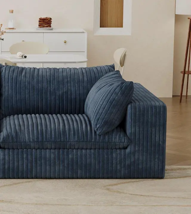 Alt view image 2 of 7 - Cloud Sofa,Corduroy Fabric,Deep Seat Couches,Double-layer design,Removable  Cushion,No Assembly, DIY Combination for Living room, Bedroom,Conference room ,Apartment,Blue