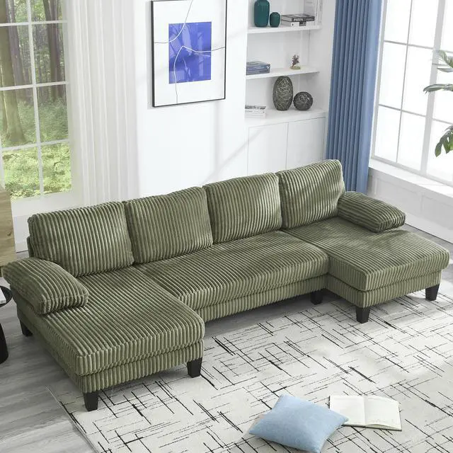 Alt view image 7 of 7 - [VIDEO provided][New]U-Shaped Couch with Oversized Seat,4-Seat Sofa  with Double Chaise,Comfortable and spacious indoor furniture for Living Room,Apartment