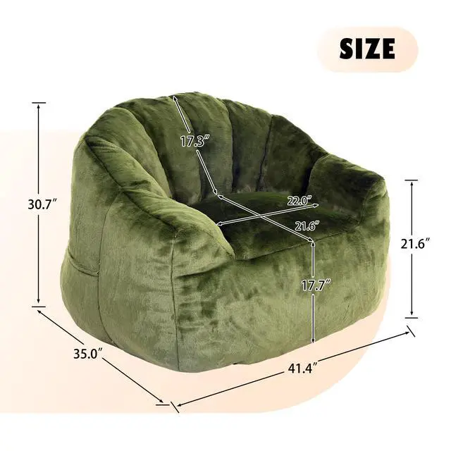 Alt view image 5 of 7 - Bean Bag Chair, Bean Bag Sofa Chair with Armrests Stuffed High-Density Foam, Lazy Sofa Comfy Chairs BeanBag Chair for Adults in Living Room,Bedroom Reading