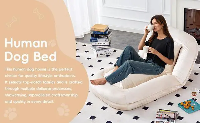 Alt view image 3 of 7 - Folding Sofa Chair with 5 Adjustable Positions Plush Floor Lounge Chair for Gaming, Meditation, and Relaxation