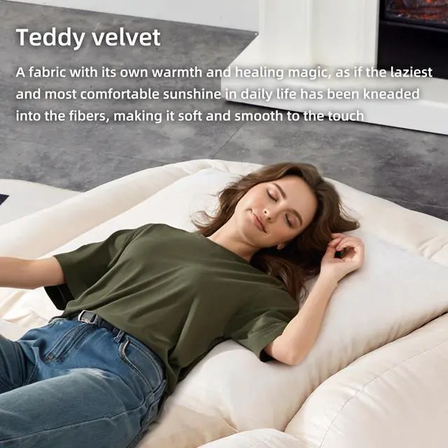 Alt view image 6 of 7 - Folding Sofa Chair with 5 Adjustable Positions Plush Floor Lounge Chair for Gaming, Meditation, and Relaxation