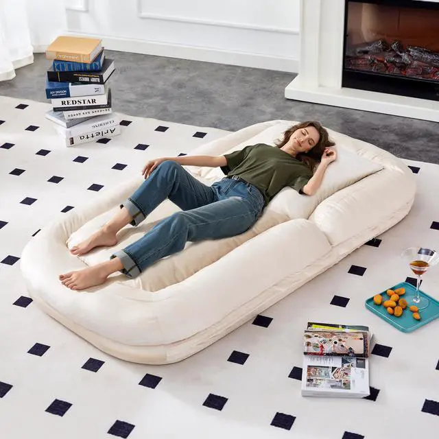 Alt view image 7 of 7 - Folding Sofa Chair with 5 Adjustable Positions Plush Floor Lounge Chair for Gaming, Meditation, and Relaxation