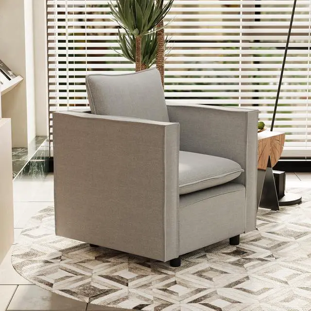 Alt view image 3 of 4 - Decorative chair, comfortable gray single sofa chair, soft breathable seat cushion, soft cushion armchair, modern comfortable sofa chair in bedroom/corner/reading room