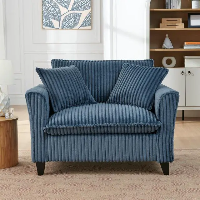 Alt view image 2 of 7 - Lazy sofa chair, comfortable single-person sofa chair, with a backrest and soft seat cushion, having armrests on both sides, suitable for living room and bedroom - Blue