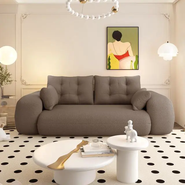 Alt view image 4 of 7 - Human Dog Bed, Lazy Sofa Couch, 78.7" Multi-Functional Foldable Sofa Bed, 3-in-1 Teddy Fabric Foam-Filled Sleeper Sofa Bed for Living Room,Guest Bed,Playroom,Brown