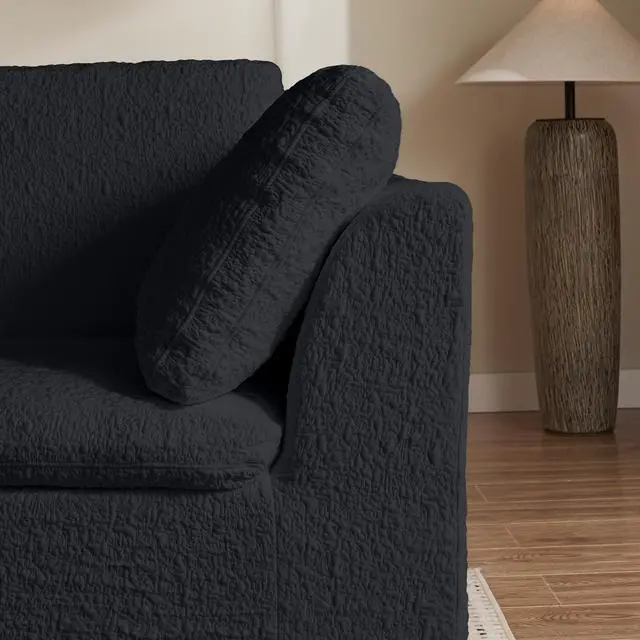 Alt view image 5 of 6 - 110" Cloud Sectional Couches for Living Room, Convertible L-Shape Couch with Ottoman, 3 Seater Modular Sectional Sofa, Black