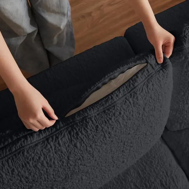 Alt view image 6 of 6 - 110" Cloud Sectional Couches for Living Room, Convertible L-Shape Couch with Ottoman, 3 Seater Modular Sectional Sofa, Black