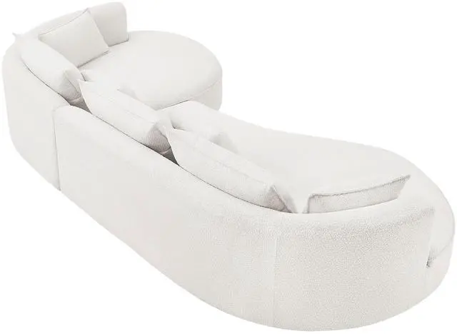 Alt view image 3 of 7 - Curved Sofa with Ingenious Shape White