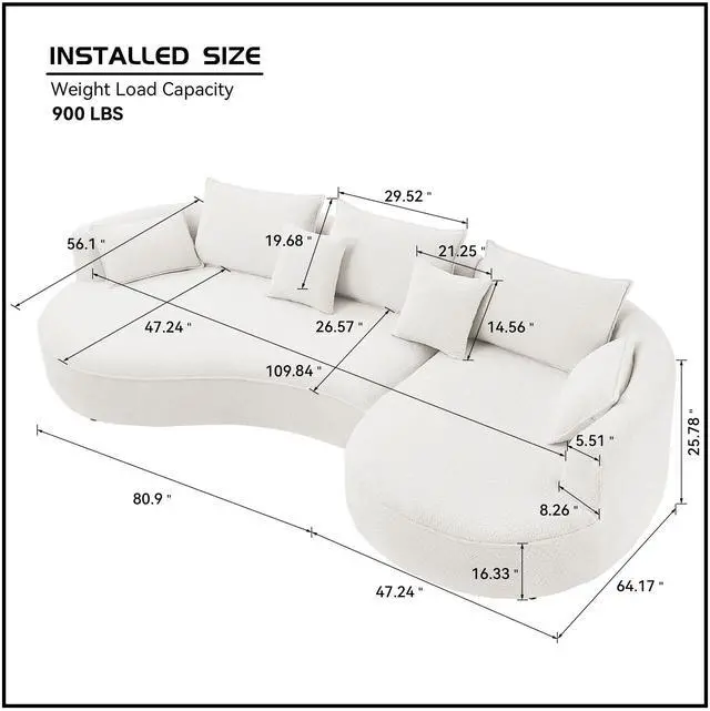 Alt view image 4 of 7 - Curved Sofa with Ingenious Shape White