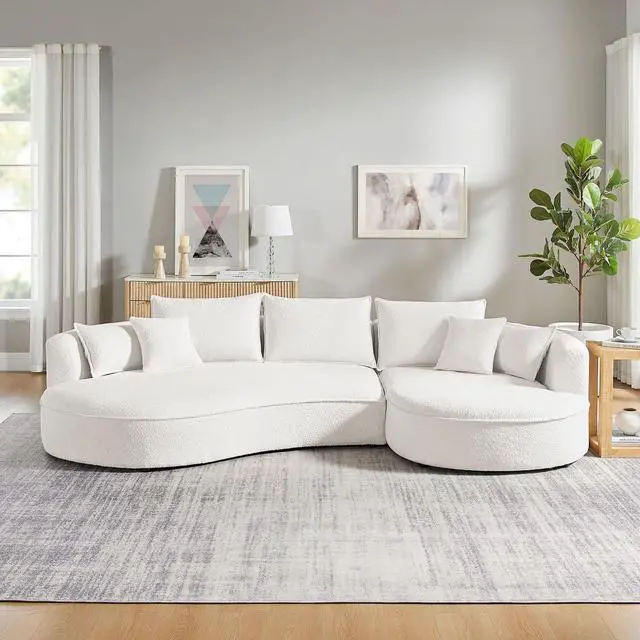 Alt view image 5 of 7 - Curved Sofa with Ingenious Shape White