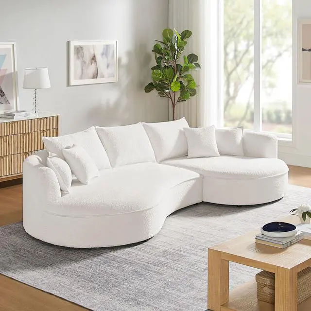 Alt view image 6 of 7 - Curved Sofa with Ingenious Shape White