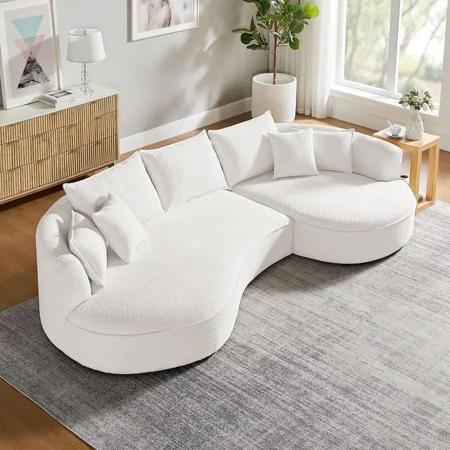 Alt view image 7 of 7 - Curved Sofa with Ingenious Shape White