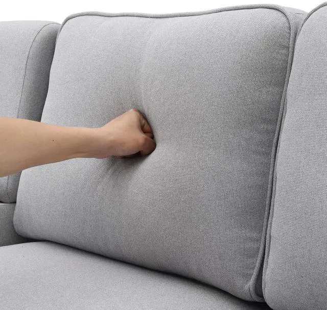 Alt view image 7 of 7 - [VIDEO provided] [New] 104" 4-Seater Modern Linen Fabric Sofa with Armrest Pockets and 4 Pillows,Minimalist Style Couch for Living Room, Apartment, Office,3 Colors