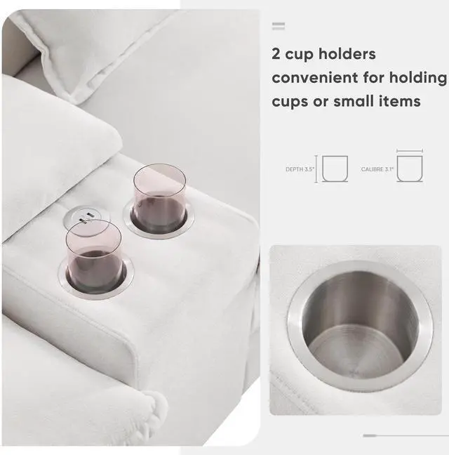 Alt view image 6 of 7 - 123*55" Modern U-shaped Sofa with Console,Cupholders and USB Ports,6-seat Upholstered Symmetrical Indoor Furniture,Sleeper Couch Set with Chaise for Living Room,Apartment,2 Colors