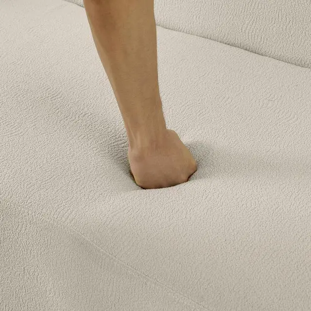 Alt view image 6 of 7 - Curved Modular Sectional Sofa in Lamb's Wool Fabric, Modern Minimalist Style, Compressed (No Assembly Required), Comfy for Living Room & Bedroom - Beige