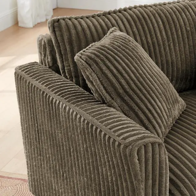 Alt view image 3 of 7 - Lazy sofa chair, comfortable single-person sofa chair, with a backrest and soft seat cushion, having armrests on both sides, suitable for living room and bedroom - Brown