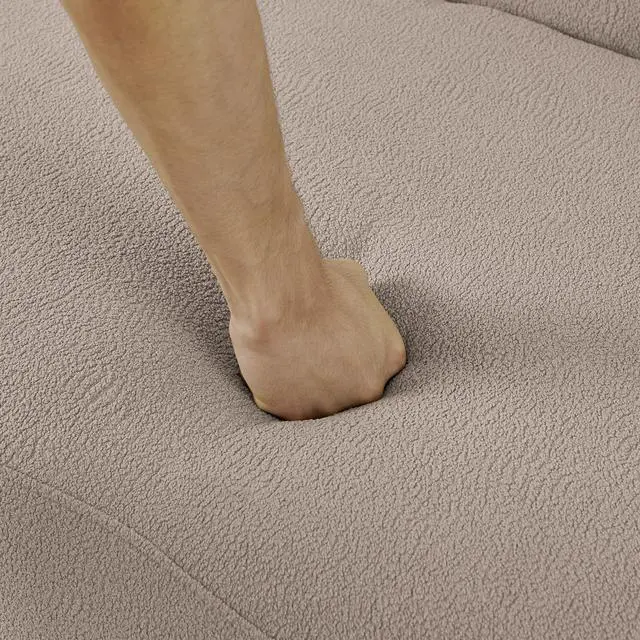 Alt view image 6 of 7 - Curved Modular Sectional Sofa in Lamb's Wool Fabric, Modern Minimalist Style, Compressed (No Assembly Required), Comfy for Living Room & Bedroom - Brown