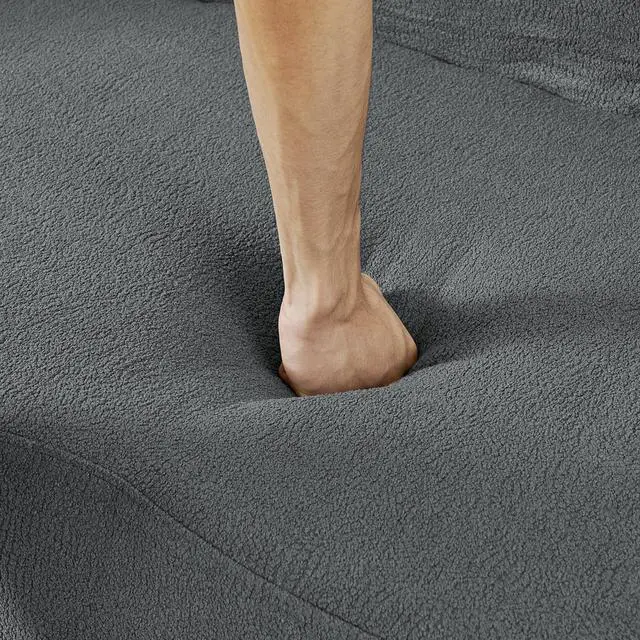 Alt view image 6 of 7 - Curved Modular Sectional Sofa in Lamb's Wool Fabric, Modern Minimalist Style, Compressed (No Assembly Required), Comfy for Living Room & Bedroom - Gray