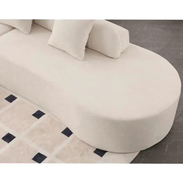 Alt view image 6 of 7 - [NEW ARRIVED] [VIDEO PROVIDED] Modern curved combination sofa, terrycloth fabric sofa, minimalist sofa in living room, apartment, no assembly required, three  pillows,Beige