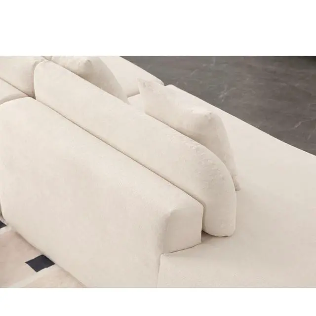 Alt view image 7 of 7 - [NEW ARRIVED] [VIDEO PROVIDED] Modern curved combination sofa, terrycloth fabric sofa, minimalist sofa in living room, apartment, no assembly required, three  pillows,Beige
