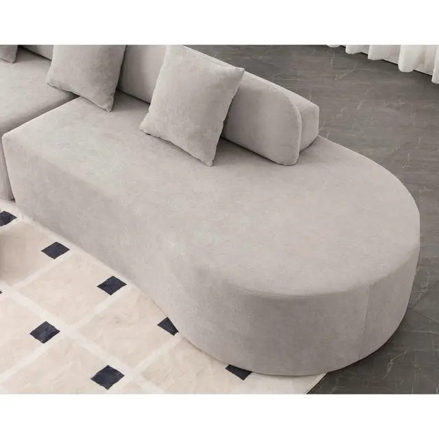 Alt view image 7 of 7 - [NEW ARRIVED] [VIDEO PROVIDED] Modern curved combination sofa, terrycloth fabric sofa, minimalist sofa in living room, apartment, no assembly required, three  pillows,Gray