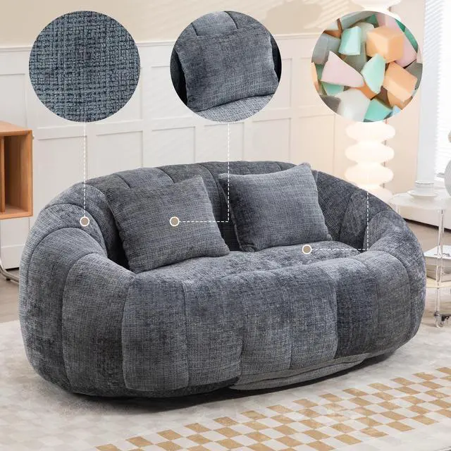 Main image of Bean Bag sofa Lazy Sofa Durable Comfort Lounger High Back Bean Bag Chair Couch for Adults and Kids, Indoor & Outdoor, Accent Floor Soft Lounge Chair  (Gray chenille)