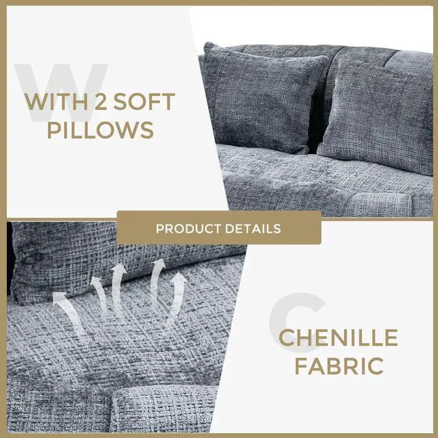 Alt view image 3 of 5 - Bean Bag sofa Lazy Sofa Durable Comfort Lounger High Back Bean Bag Chair Couch for Adults and Kids, Indoor & Outdoor, Accent Floor Soft Lounge Chair  (Gray chenille)