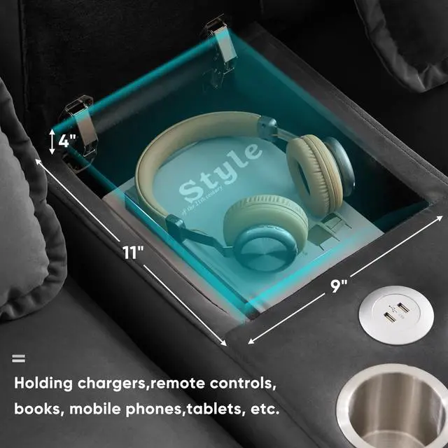 Alt view image 4 of 7 - 123*55" Modern U-shaped Sofa with Console,Cupholders and USB Ports,6-seat Upholstered Symmetrical Indoor Furniture,Sleeper Couch Set with Chaise for Living Room,Apartment,2 Colors