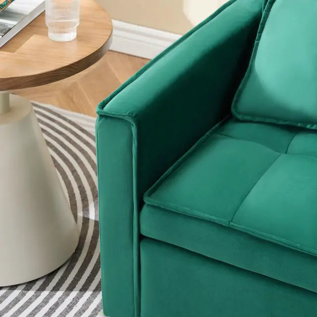 Main image of 55 "green velvet sofa, elegant with convenient pockets, clever interpretation of the three-in-one conversion art