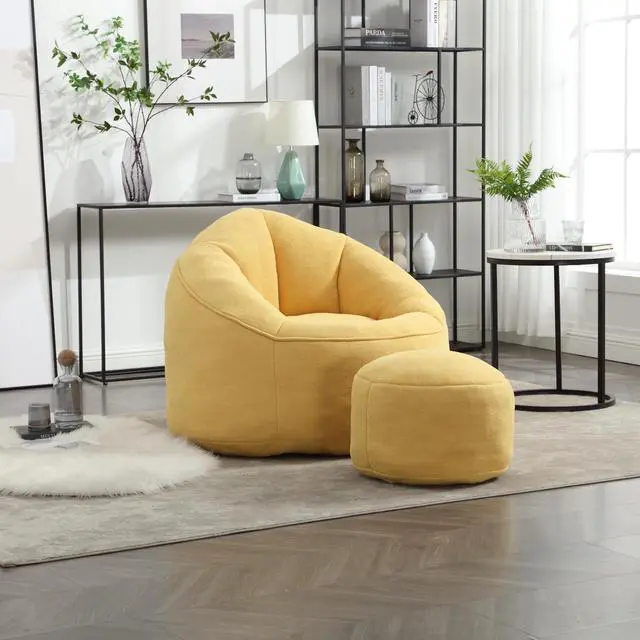 Main image of Bedding Bean Bag Sofa Chair High Pressure Foam Bean Bag Chair Adult Material with Padded Foam Padding Compressed Bean Bag With Footrest