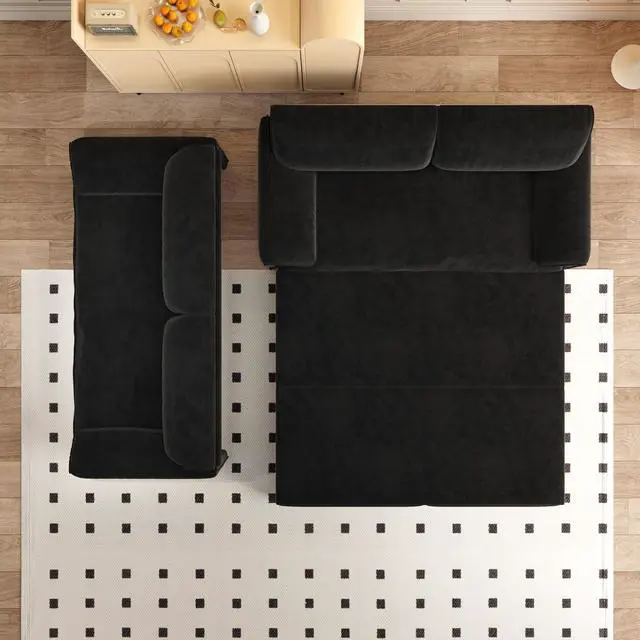 Alt view image 7 of 7 - 66" Queen Pull Out Sofa Bed, 3-in-1 Convertible Sleeper Sofa with Side Storage,Multi-Functional Velvet Loveseat Bed for Living Room,Bedroom,Apartment,Office.(Old Sku:W1885S00044)