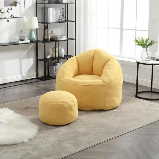 Alt view image 5 of 7 - Bedding Bean Bag Sofa Chair High Pressure Foam Bean Bag Chair Adult Material with Padded Foam Padding Compressed Bean Bag With Footrest