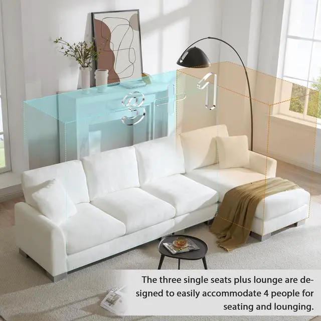 Alt view image 7 of 7 - [VIDEO provided] [New] 119*55" Modern Oversized Sectional Sofa,L-shaped Luxury Couch Set with 2 Free pillows,5-seat Chenille Indoor Furniture with Chaise for Living Room,Apartment,Office,2 Colors