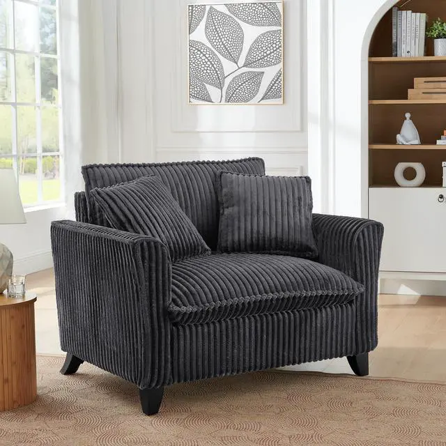 Main image of Lazy sofa chair, comfortable single-person sofa chair, with a backrest and soft seat cushion, having armrests on both sides, suitable for living room and bedroom - Grey