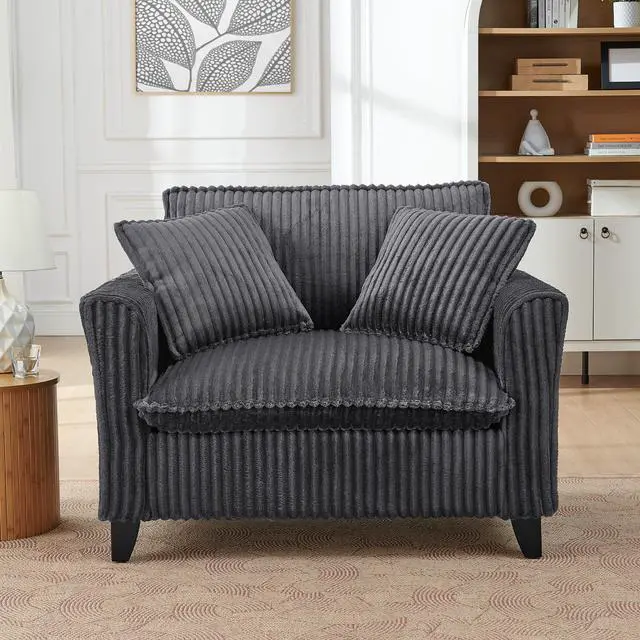 Alt view image 2 of 7 - Lazy sofa chair, comfortable single-person sofa chair, with a backrest and soft seat cushion, having armrests on both sides, suitable for living room and bedroom - Grey