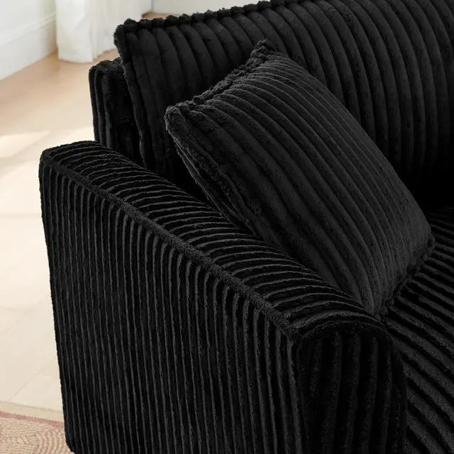 Alt view image 4 of 7 - Lazy sofa chair, comfortable single-person sofa chair, with a backrest and soft seat cushion, having armrests on both sides, suitable for living room and bedroom - Black