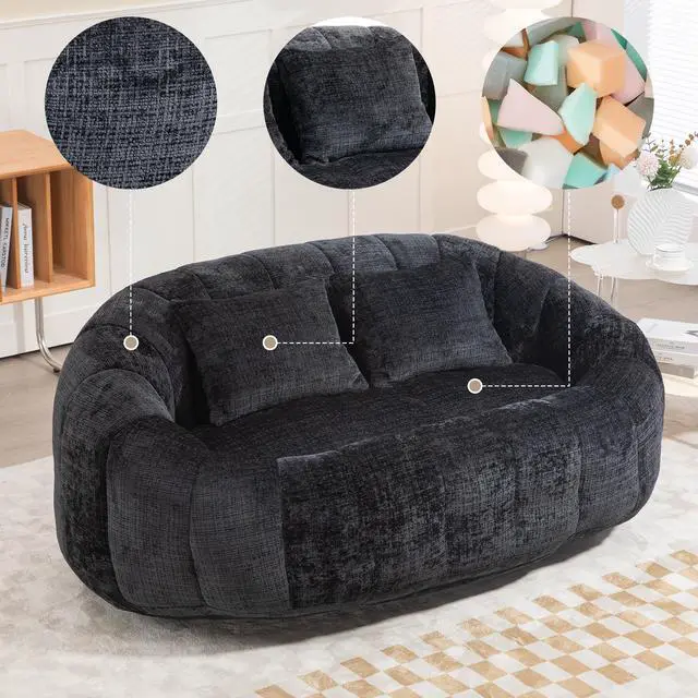 Main image of Bean Bag sofa Lazy Sofa Durable Comfort Lounger High Back Bean Bag Chair Couch for Adults and Kids, Indoor & Outdoor, Accent Floor Soft Lounge Chair  (Black chenille)